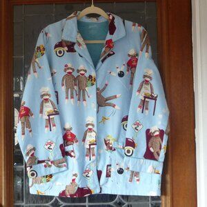 Nick & Nora Sock Monkey Pajama Top LARGE
